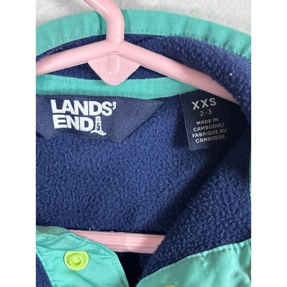 Lands End Kids Fleece Pullover XXS 2-3 Navy & Multicolor Pattern - Picture 6 of 10